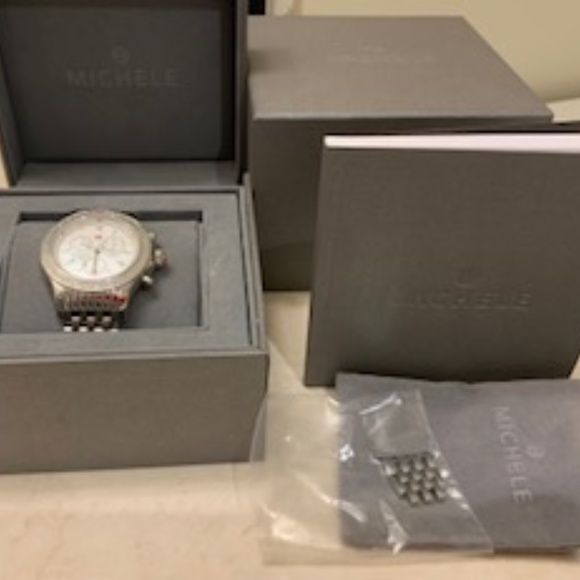 Authentic Michele Jetway Chronograph Diamond Wrist Watch for Women - Picture 9 of 9